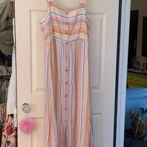 C&C California Striped Maxi Dress - Pink, Blue, White
